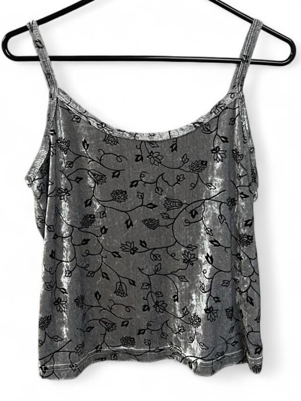 Intimates by RAG Velvet Floral Embroidered Tank Top Size Large 90’s Y2K